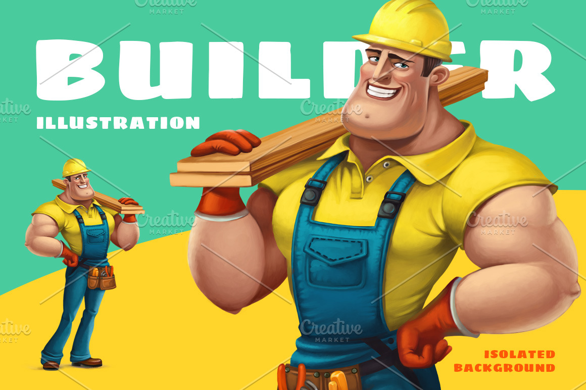 Builder illustration | Custom-Designed Illustrations ~ Creative Market