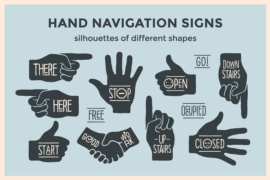 Hand navigation signs in Illustrations - product preview 8
