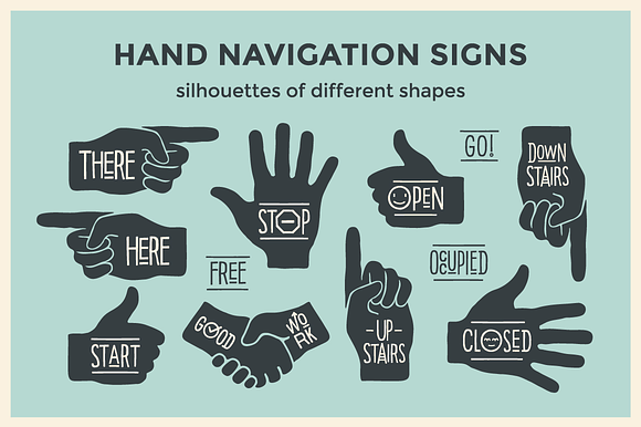 Hand navigation signs in Illustrations - product preview 2