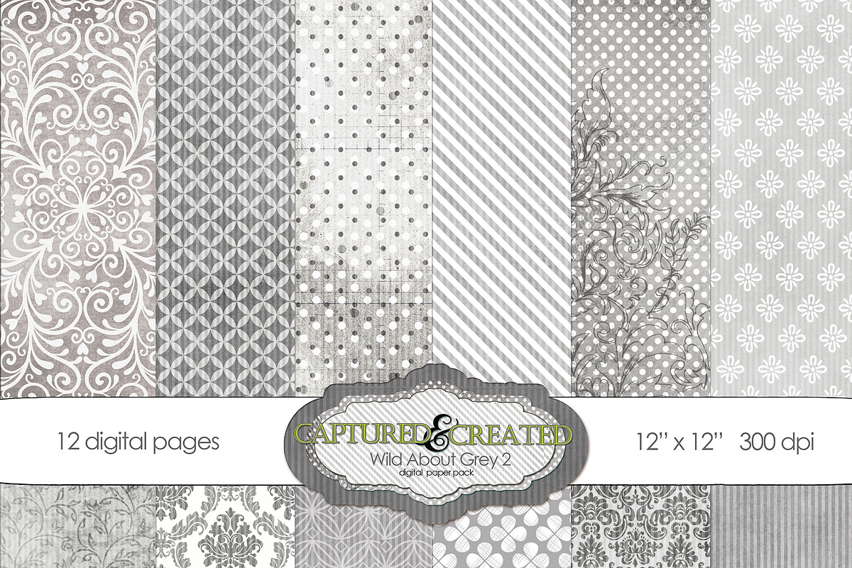 Wild About Grey Set 2 Digital Paper in Patterns - product preview 8