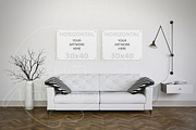 Set of two canvas mockup living room