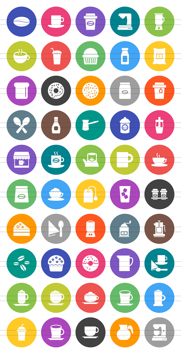 50 Coffee Shop Flat Round Icons in Graphics - product preview 1