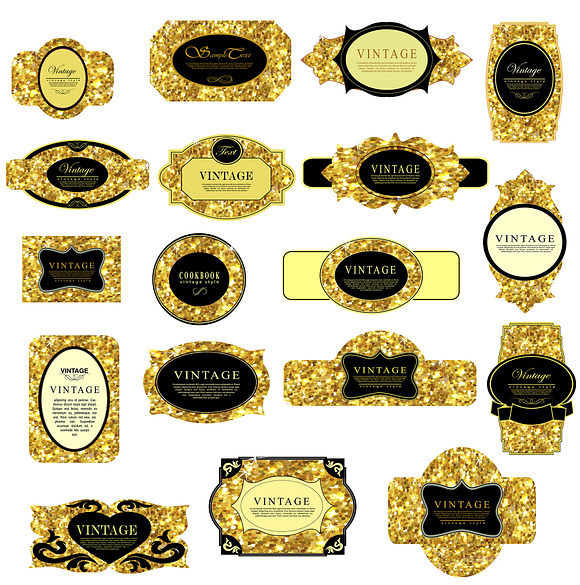 Labels set of gold glittering in Textures - product preview 2
