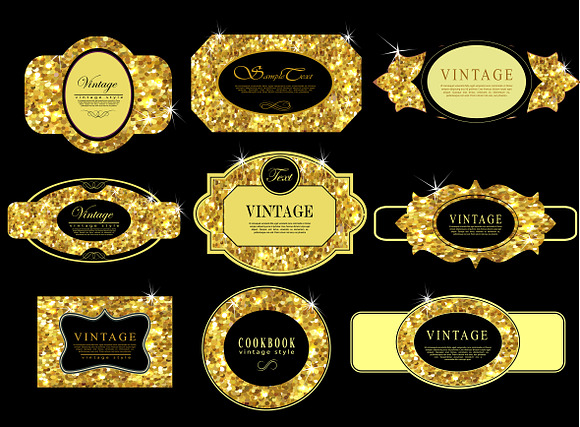Labels set of gold glittering in Textures - product preview 4