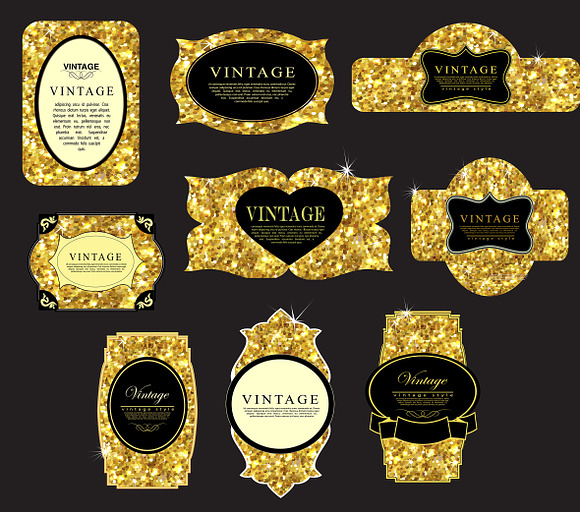 Labels set of gold glittering in Textures - product preview 5