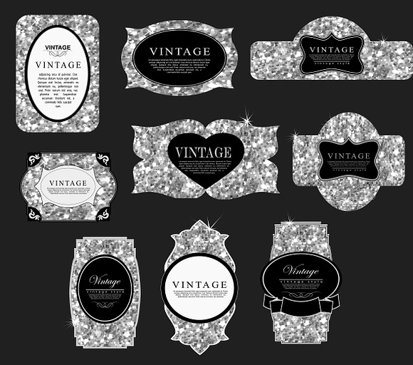 Labels set of gold glittering in Textures - product preview 7