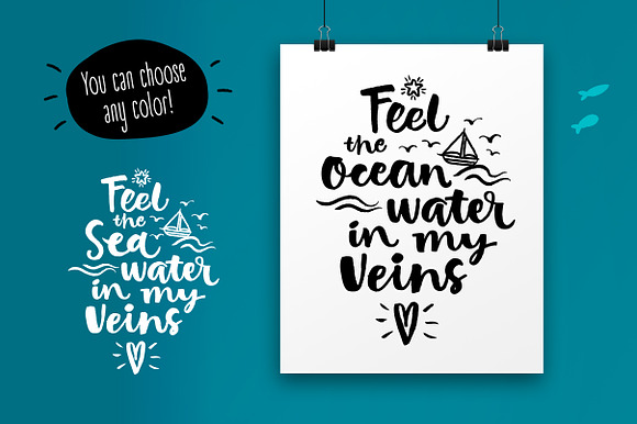 Vector SEA and OCEAN brushpen set in Illustrations - product preview 5