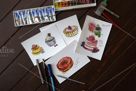 Watercolor confectionery in Illustrations - product preview 1