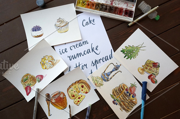 Watercolor confectionery in Illustrations - product preview 2