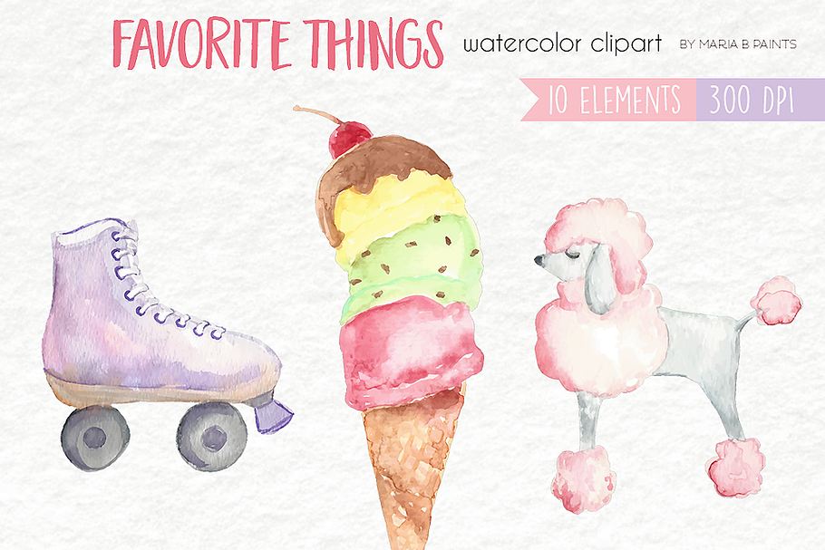 Watercolor Clip Art -Favorite Things in Illustrations - product preview 8