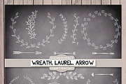 Chalkboard,rustic wreath laurel