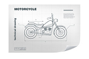 Technical wireframe of motorcycle