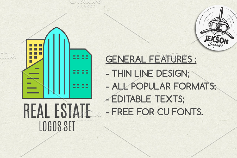 Real Estate Logo Set. LineArt in Logo Templates - product preview 8