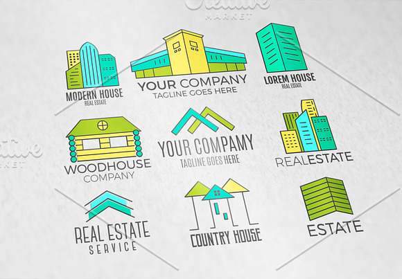 Real Estate Logo Set. LineArt in Logo Templates - product preview 1
