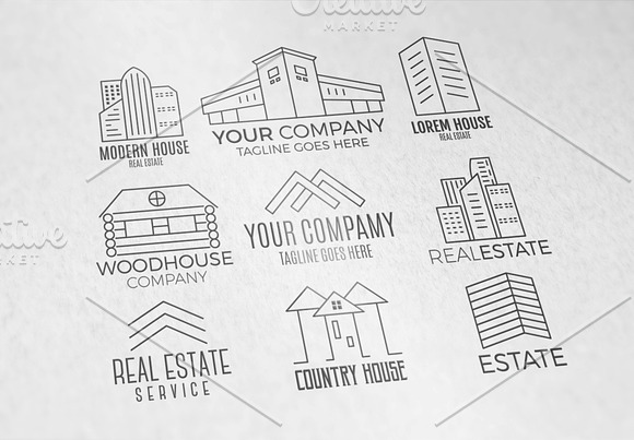 Real Estate Logo Set. LineArt in Logo Templates - product preview 3