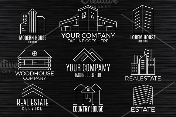 Real Estate Logo Set. LineArt in Logo Templates - product preview 4