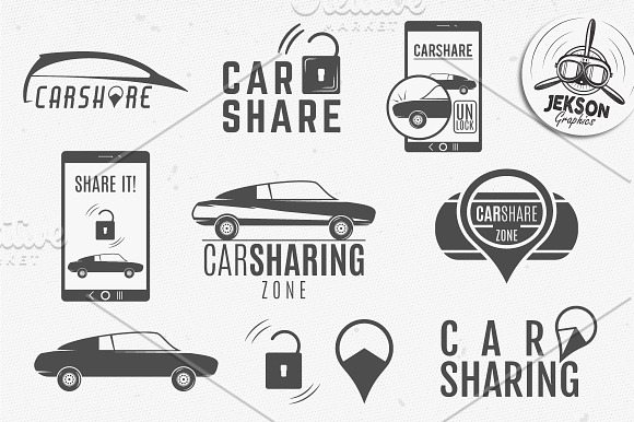 Car Sharing Badges & Elements in Logo Templates - product preview 1