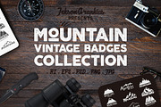Mountain Vintage Badges Set