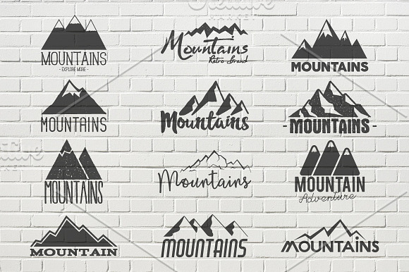 Mountain Vintage Badges Set in Objects - product preview 1