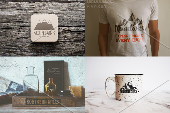 Mountain Vintage Badges Set in Objects - product preview 2