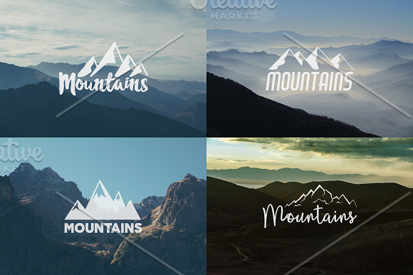 Mountain Vintage Badges Set in Objects - product preview 3