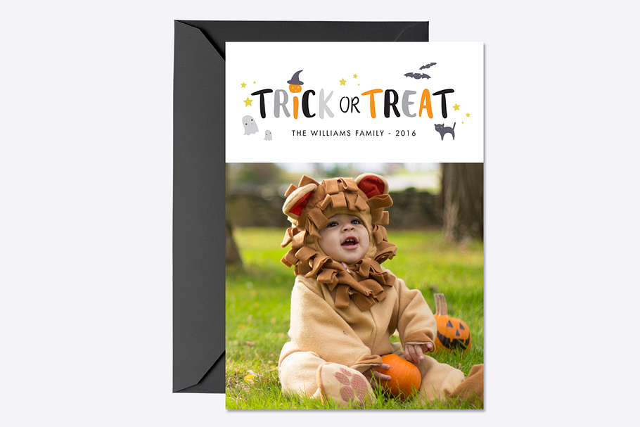 Trick or Treat Photo Card Template in Card Templates - product preview 8