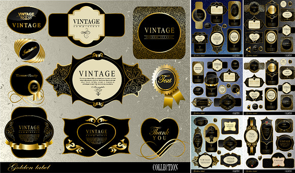 black gold frame label set 3 in Illustrations - product preview 2