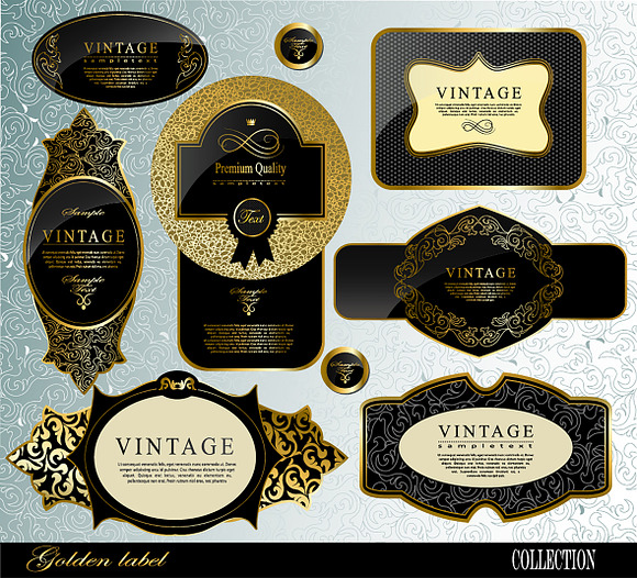 black gold frame label set 3 in Illustrations - product preview 3