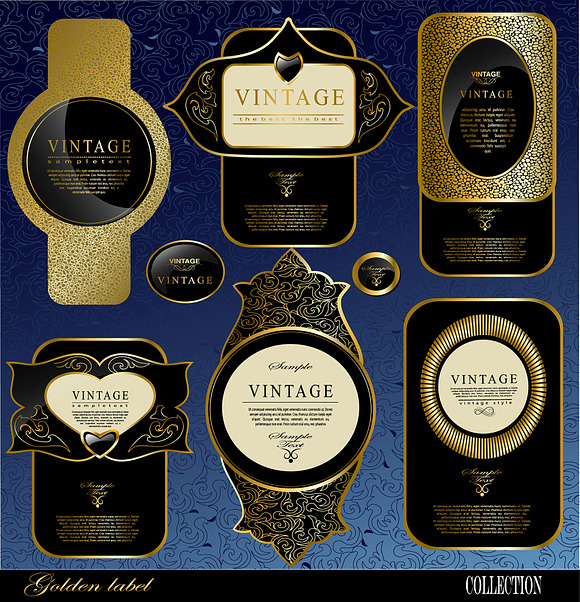 black gold frame label set 3 in Illustrations - product preview 5