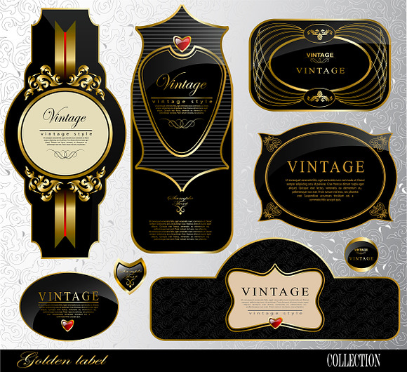 black gold frame label set 3 in Illustrations - product preview 8