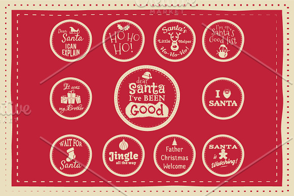11 Funny Christmas Badges Collection in Objects - product preview 4