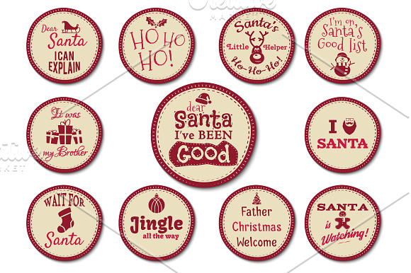 11 Funny Christmas Badges Collection in Objects - product preview 5