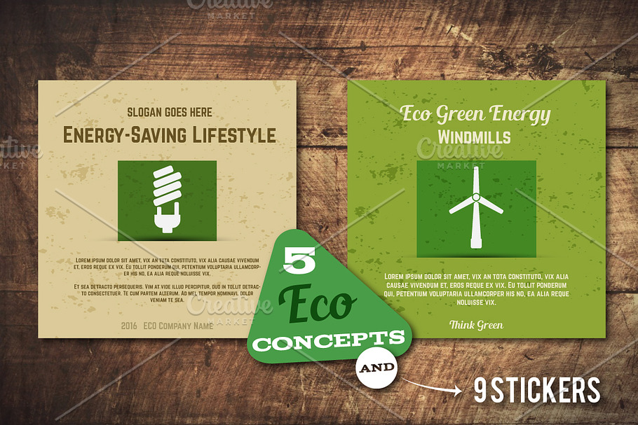 5 Eco Poster Concepts & Stickers in Card Templates - product preview 8