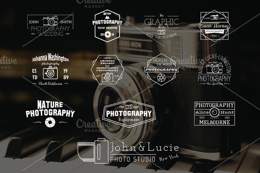 12 Photography Premade Logos Badges