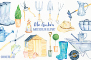 Watercolor Clipart Blue Gardener