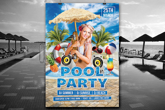 Pool Party Flyer in Flyer Templates - product preview 1