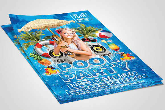 Pool Party Flyer in Flyer Templates - product preview 4