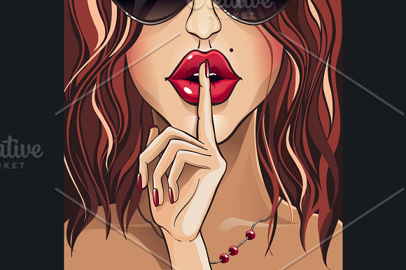 girl lips in Illustrations - product preview 1