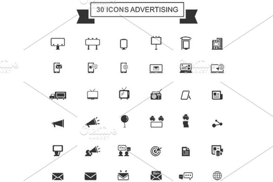 Advertisement and marketing icon set