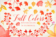 Watercolor Fall Colors Clipart SET