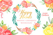 Watercolor Florals Clipart Set