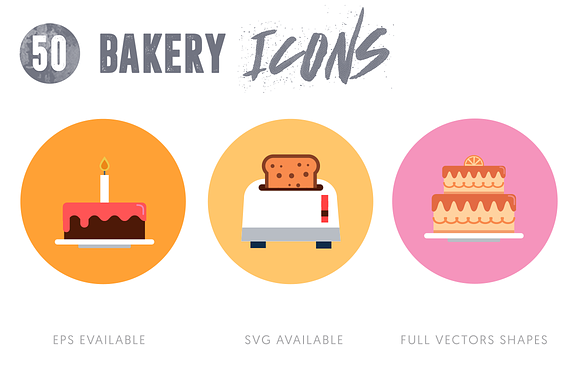 50 Bakery Icons in Cute Icons - product preview 1