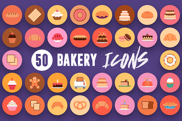 50 Bakery Icons in Cute Icons - product preview 4