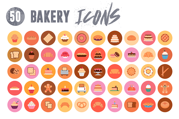 50 Bakery Icons in Cute Icons - product preview 5