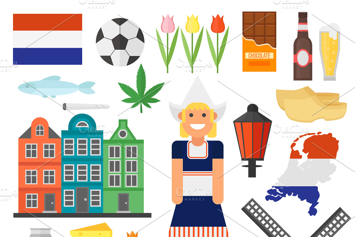Netherlands vector set in Illustrations - product preview 8