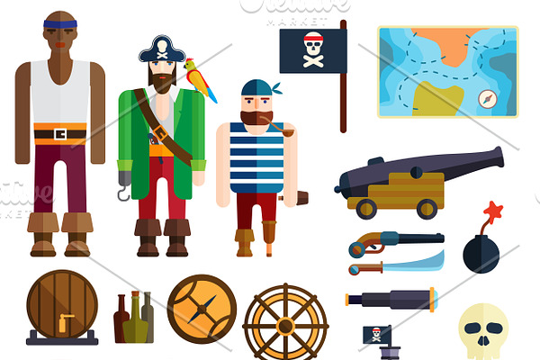 Pirate symbols vector illustration