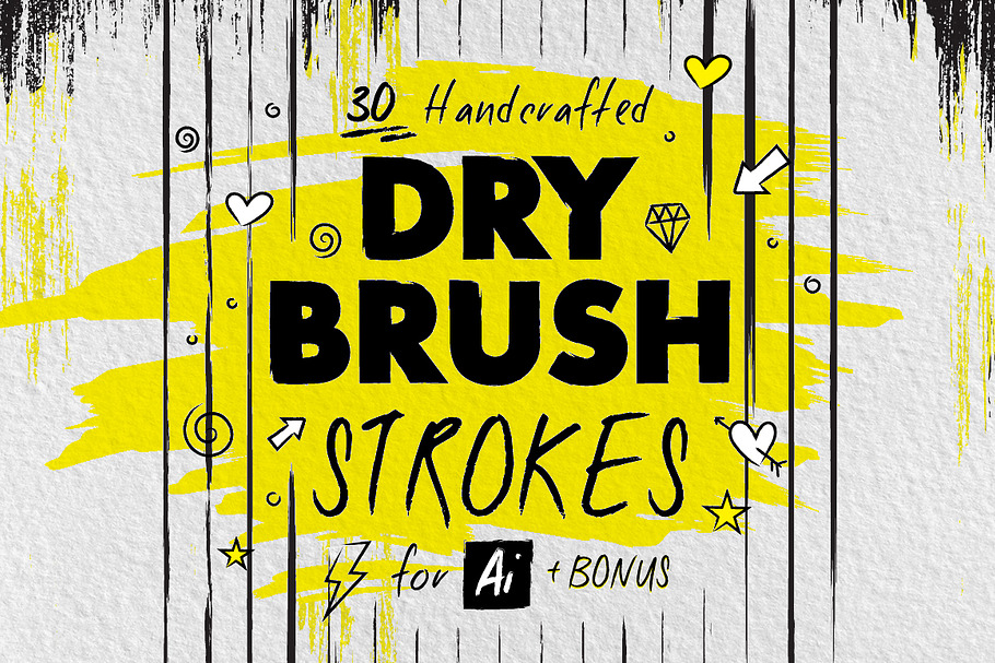 30 DRY BRUSH Strokes for Illustrator