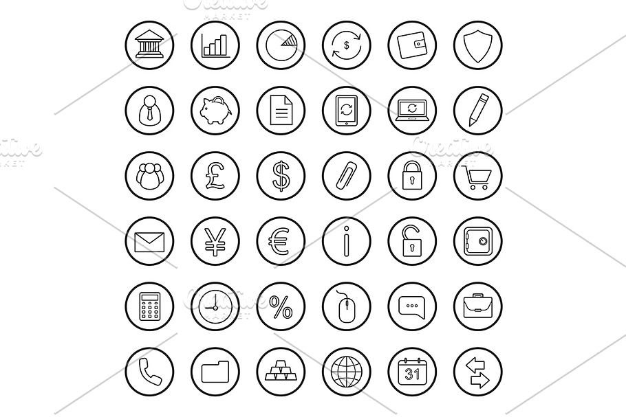 Finance and banking 36 icons. Vector