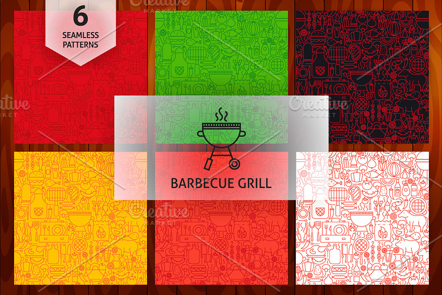 Barbecue Grill Line Tile Patterns