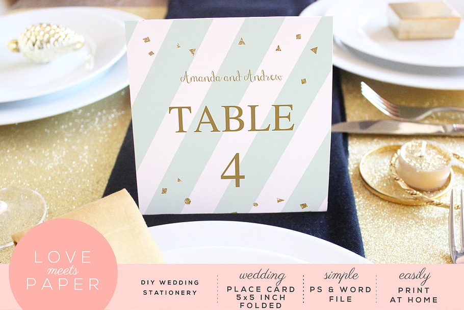 Table Place Card Template PC3009